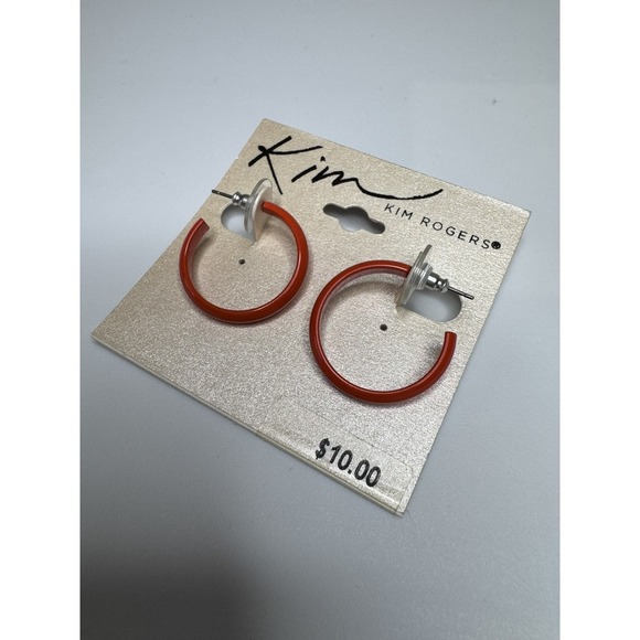 Kim Rogers Jewelry - Kim Rogers Hoop Earrings Smooth Acrylic Light Weight, Red Rust NEW